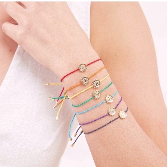 Gorjana Sacral Chakra Braided Nylon Bracelet Orange/18k Gold Plated Emblem - Picture 4 of 4